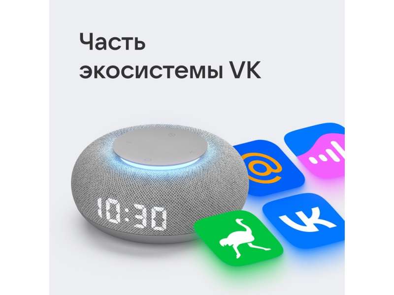Умная колонка VK Капсула Мини с голосовым помощником Марусей, светлый серый №8