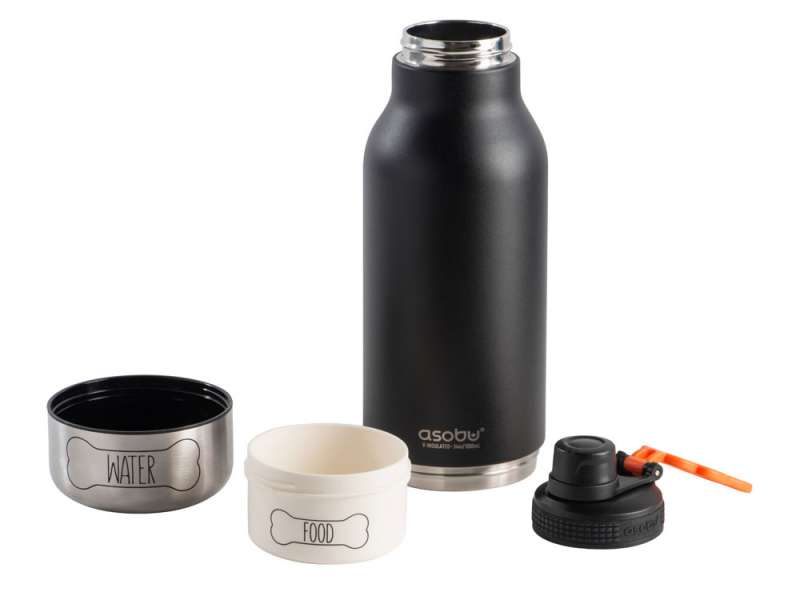 Вакуумный термос Buddy 3-в-1 со съемными мисками для питомцев, 1000 мл, черный №17