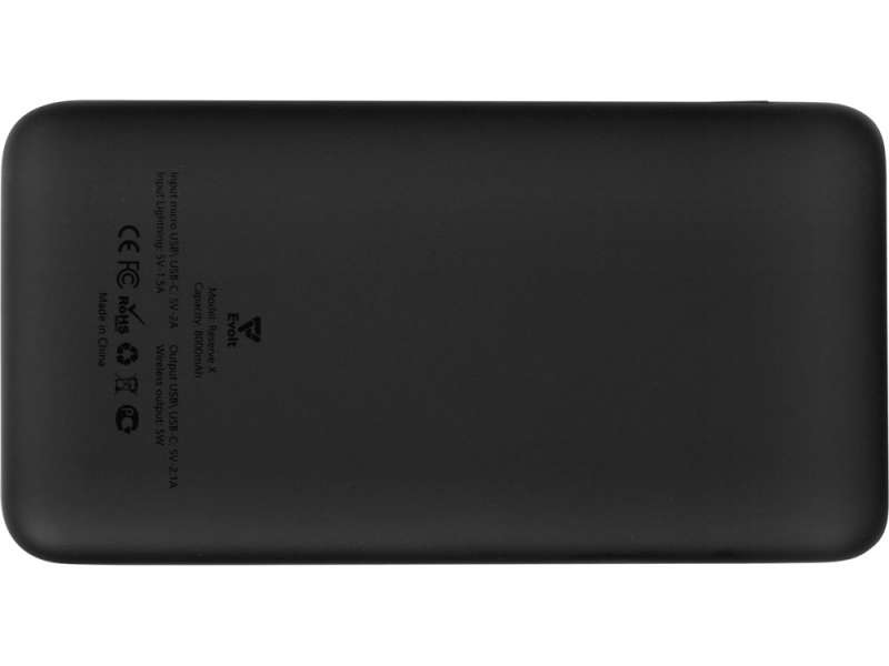 Внешний беспроводной аккумулятор с подсветкой лого Reserve X v.2, 8000 mAh, ярко-черный №10