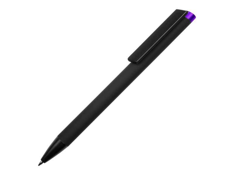 Ручка металлическая шариковая Taper Metal софт-тач с цветным зеркальным слоем, черный с фиолетовым №2