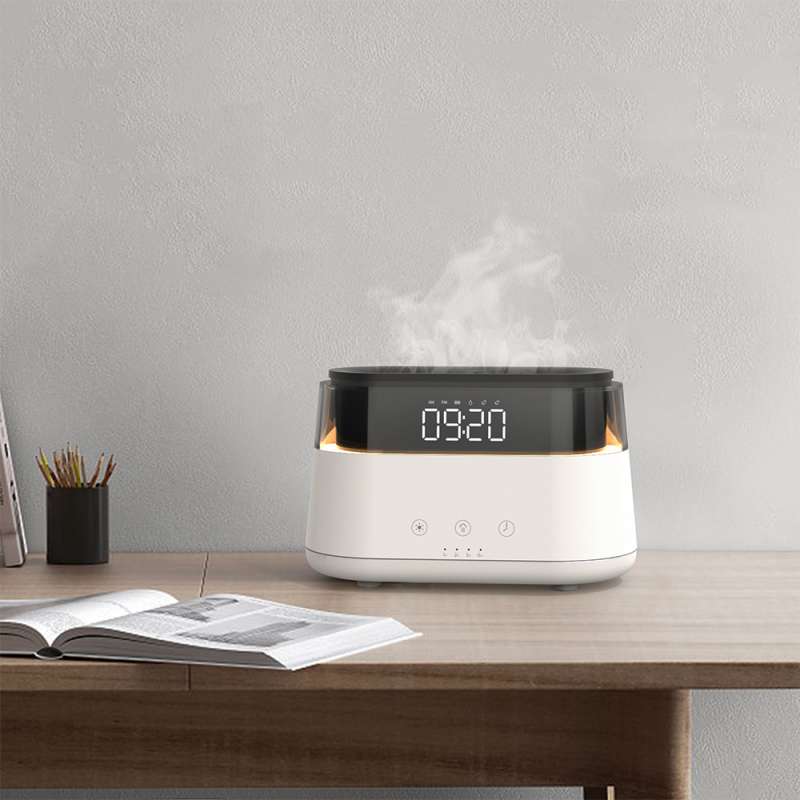 Светодиодный USB увлажнитель-ароматизатор Brava с часами с RGB подсветкой, белый №2