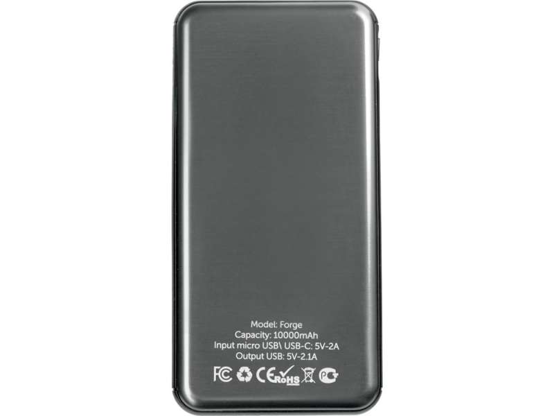 Внешний аккумулятор Forge, Evolt, металл, 10000mah, серебристый №12