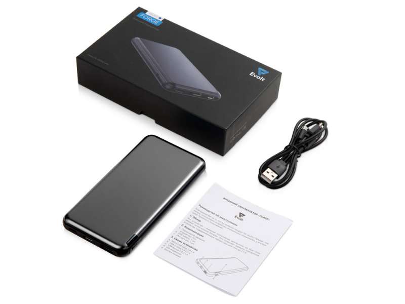 Внешний аккумулятор Forge, Evolt, металл, 10000mah, серебристый №8