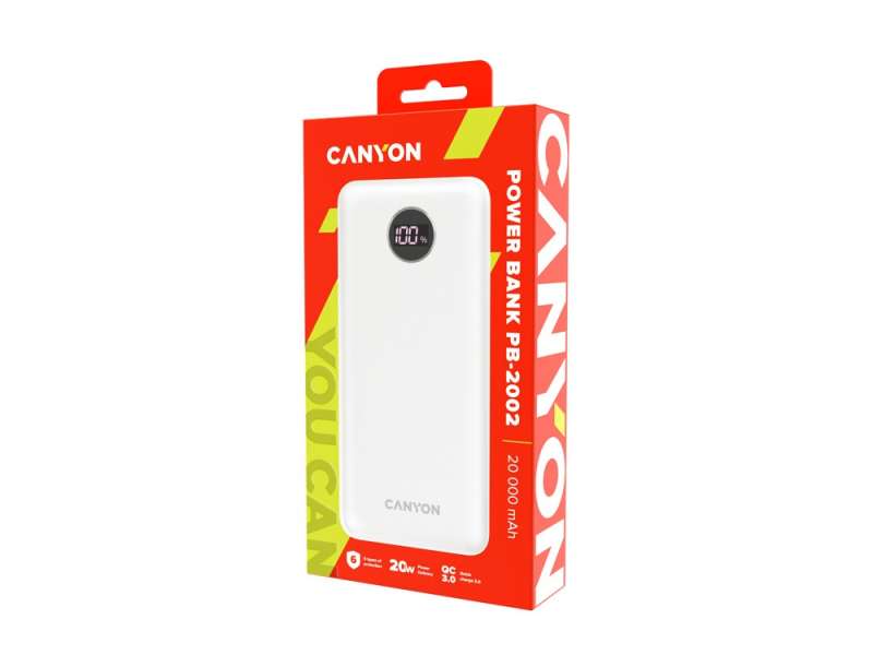 Портативный аккумулятор Canyon PB-2002 (CNE-CPB2002W), белый №4