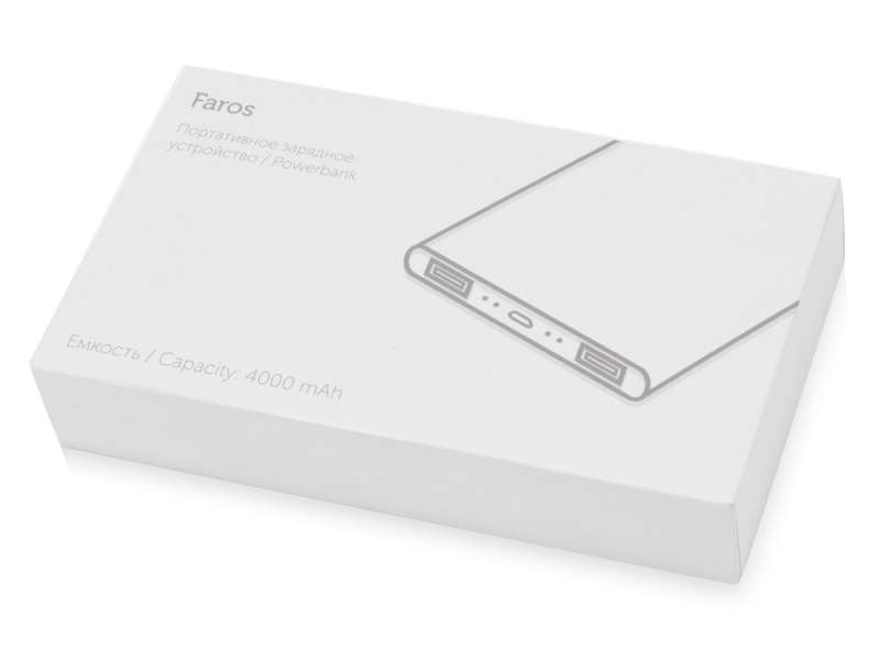 Портативное зарядное устройство с синей подсветкой логотипа Faros, soft-touch, 4000 mAh (P) №8