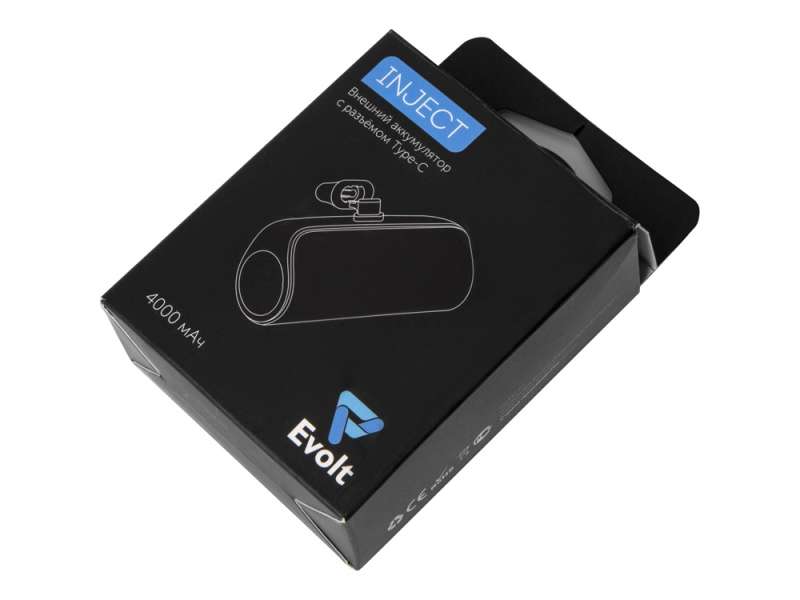 Внешний аккумулятор с разъёмом Type-C Inject, 4000 mAh, черный (Р) №11