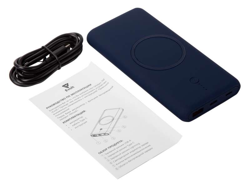 Внешний беспроводной аккумулятор c QC/PD Reload, 10000 mAh, темно-синий (Р) №6