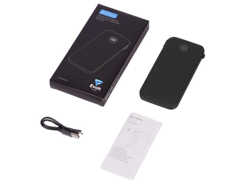 Внешний беспроводной аккумулятор с подсветкой лого Astro, 10000 mAh, черный №2