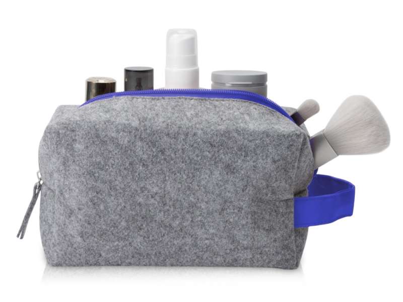 Косметичка из РПЕТ фетра с ручкой Felt, серый с синим