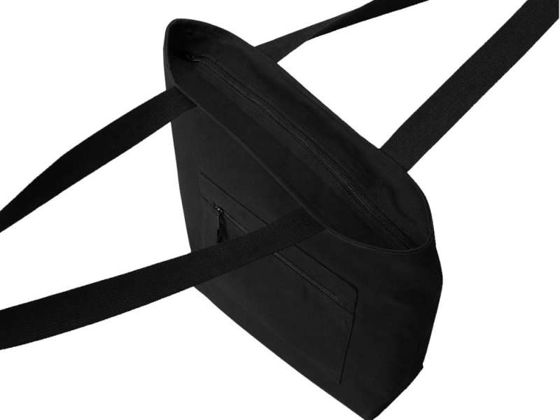 Сумка на молнии Zipper  Neo из хлопка 280 г c карманом на молнии спереди, черный №4