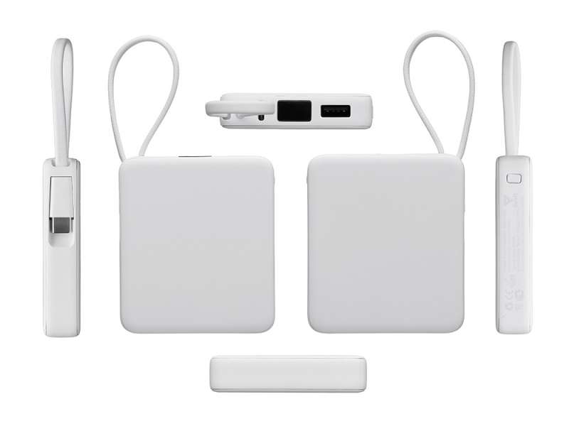 Внешний аккумулятор со встроенным кабелем USB-C Дэнси, 5000 мАч, белый №4