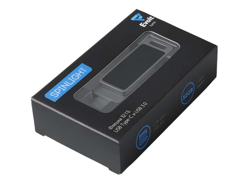 Флешка 32 ГБ USB Type-C и USB 3.0 с подсветкой лого Спинлайт №2