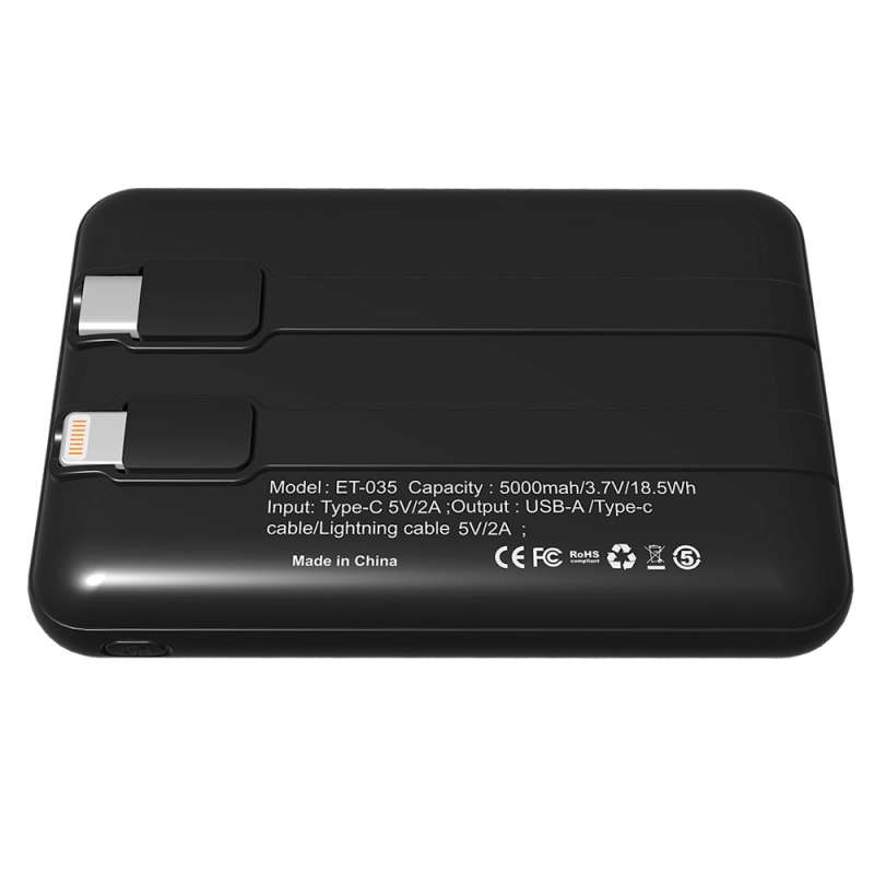 Внешний аккумулятор Eron с подсветкой гравировки, 5000 mAh, чёрный/белый №2