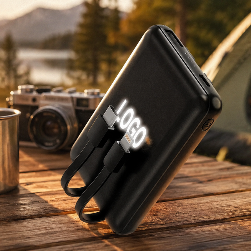 Внешний аккумулятор Eron с подсветкой гравировки, 5000 mAh, чёрный/белый №3