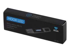 USB 2.0- флешка на 32 Гб c подсветкой логотипа Hook LED, темно-серый, синяя подсветка №10