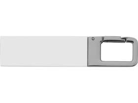 Флеш-карта USB 2.0 16 Gb с карабином Hook, белый/серебристый №2