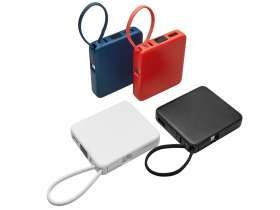 Внешний аккумулятор со встроенным кабелем USB-C Дэнси, 5000 мАч, белый №7