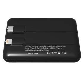 Внешний аккумулятор Eron с подсветкой гравировки, 5000 mAh, чёрный/синий №2