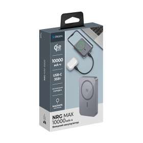 Внешний АКБ NRG Max Qi2.2 10000 мА-ч, 25Вт MageSafe, серый, Deppa №6